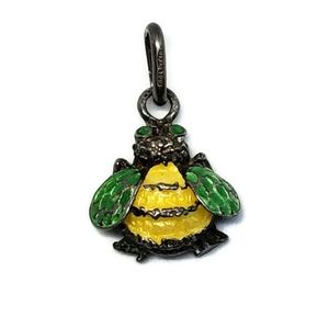 Vintage 800 Silver Enamel Bee Pendant
